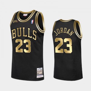 Michael Jordan Chicago Bulls #23 Men's Finals Champs Bulls 1998 Golden Limited Jersey - Black