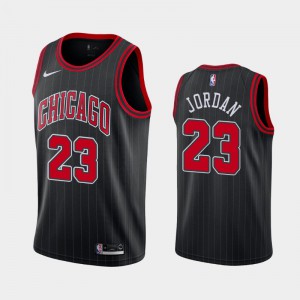 Michael Jordan Chicago Bulls #23 Men's Statement Pinstripe Jersey - Black