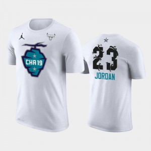 Michael Jordan Chicago Bulls #23 Men's 2019 All-Star The Buzz Side Sweep T-shirt T-Shirt - White