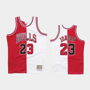 Michael Jordan Chicago Bulls #23 Men's Split Bulls 1997-98 Two-Tone Jersey - White Red
