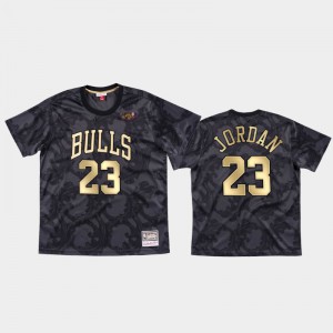 Michael Jordan Chicago Bulls #23 Men's Black Toile Mesh T-Shirt - Black