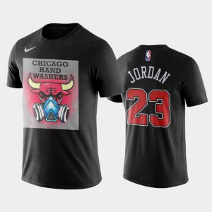 Michael Jordan Chicago Bulls #23 Men's Coronavirus Prevention Wash Your Hands T-Shirt - Black