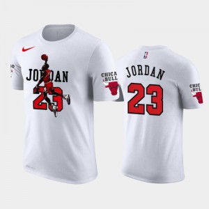 Michael Jordan Chicago Bulls #23 Men's Cartoon Characters T-Shirt - White