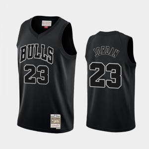 Michael Jordan Chicago Bulls #23 Men's Hardwood Classics Throwback White Logo Jersey - Black