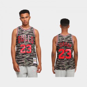 Michael Jordan Chicago Bulls #23 Men's Tiger Camo Limited Jersey - Green
